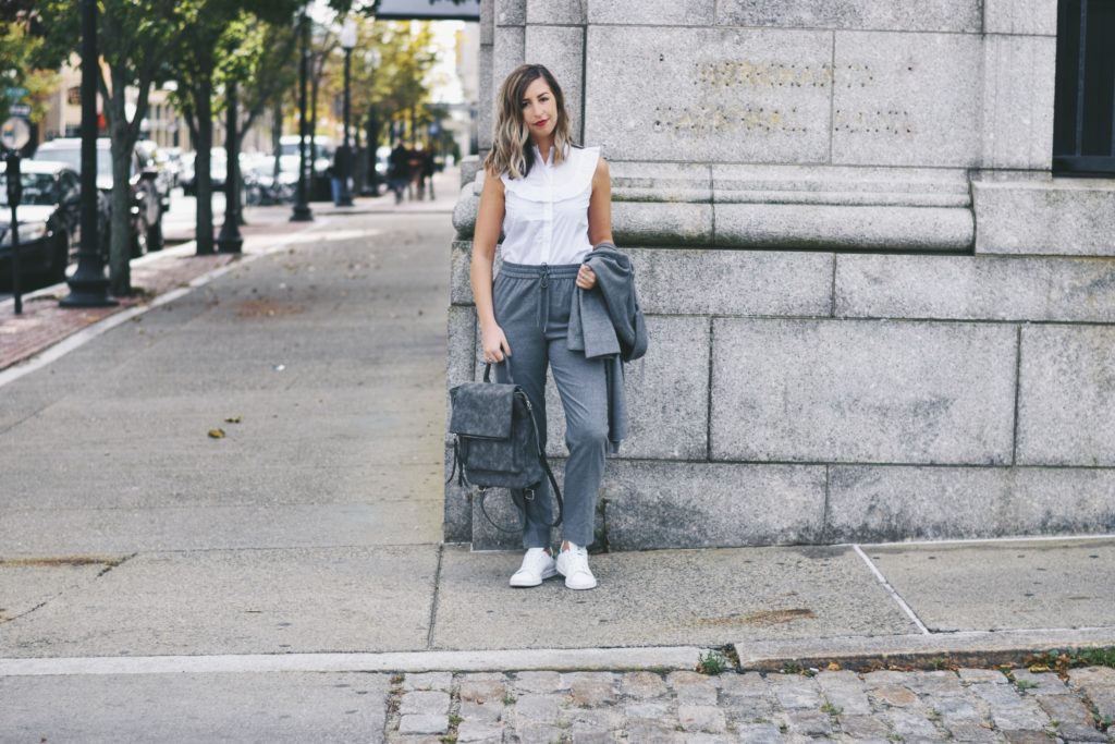 keeping it comfortable and casual in an athleisure outfit