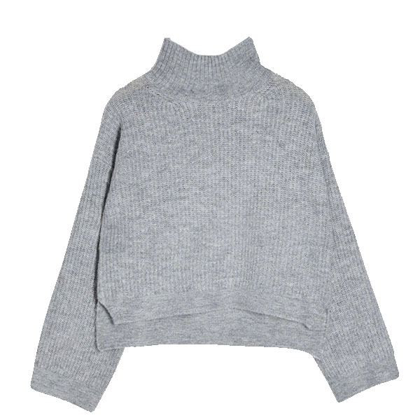 CROPPED GREY SWEATER, FUNNEL NECK SWEATER, TOPSHOP GREY SWEATER