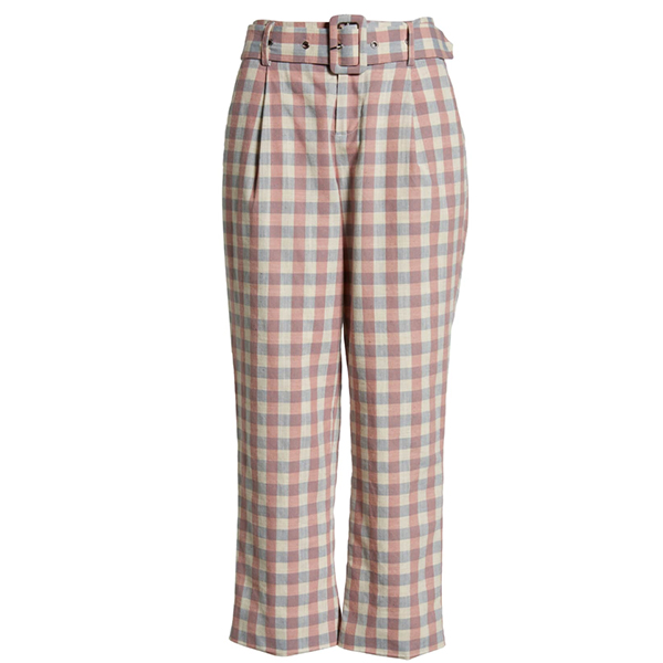 ENGLISH FACTORY GINGHAM CHECK BELTED TROUSERS