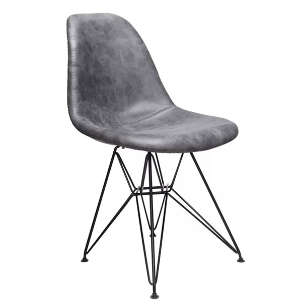 FAUX LEATHER DESK CHAIR, UPHOLSTERED DESK CHAIR, GREY FAUX LEATHER DESK CHAIR, MINIMAL DESK CHAIR, SLEEK CHIC DESK CHAIR